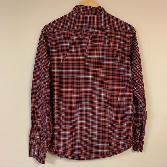 J CREW Plaid Button Down Shirt Mens Medium Cotton Oxford Slim Orange Long Sleeve - Picture 6 of 10